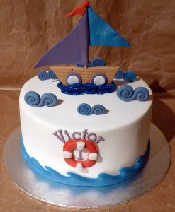 gâteau anniversaire, sans gluten bateau enfantin