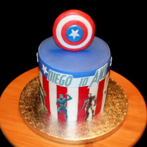 gateau anniversaire, sans gluten, bouclier captain America