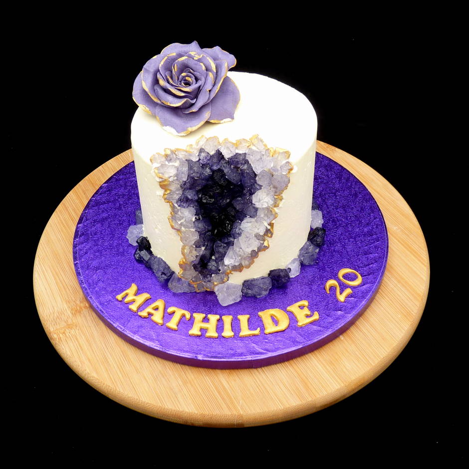 gateau anniversaire, sans gluten géode cake violet