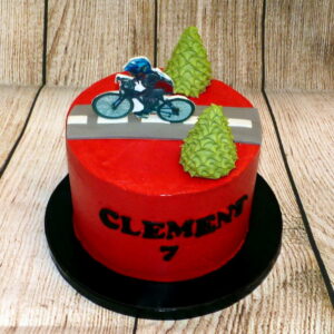 gateau anniversaire Clément cycliste sans gluten