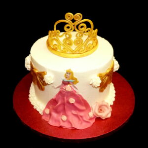 gateau anniversaire princesse rose couronne dorée sans gluten