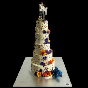 Wedding cake 5 étages fleurs fraîches et biplan